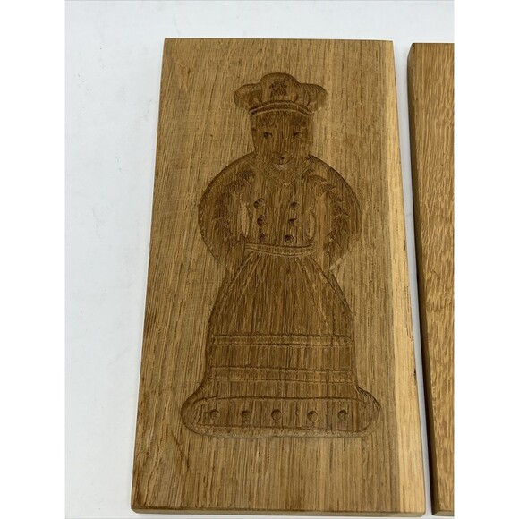 WOOD MOLD Cookie Speculaas Springerle Wooden HAND CARVED Man Woman Primitive - Picture 4 of 16